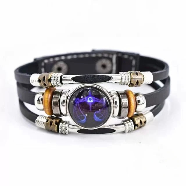 Zodiac Constellation Luminous Leather Bracelet | Unisex Gift Charm Bracelet PLUSH libra
