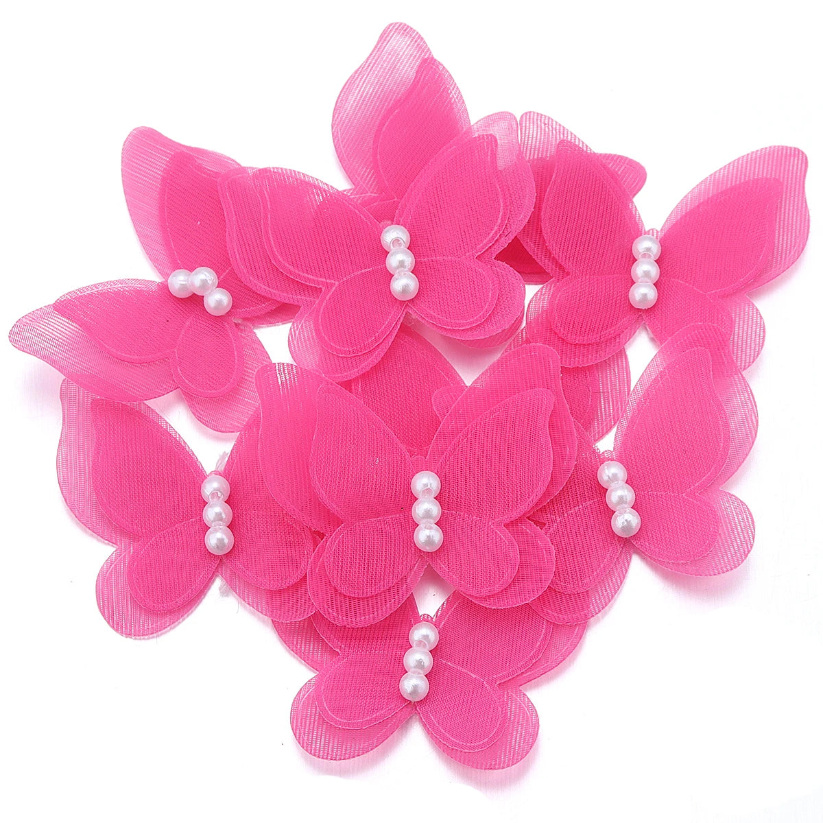 10pcs 3D Lace Butterfly Appliqués – DIY Sewing Craft Patches Fabric Appliqué Patch PLUSH Rose Red