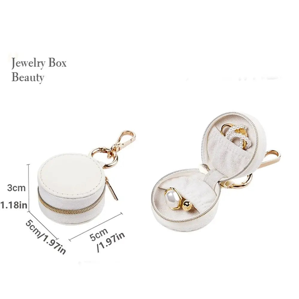Round PU Leather Jewelry Box – Ring & Necklace Storage Case Jewelry Storage Box PLUSH