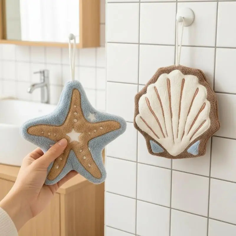 Starfish Hand Towel Super Absorbent Coral Fleece with Hook Decorative Hand Towel PLUSH