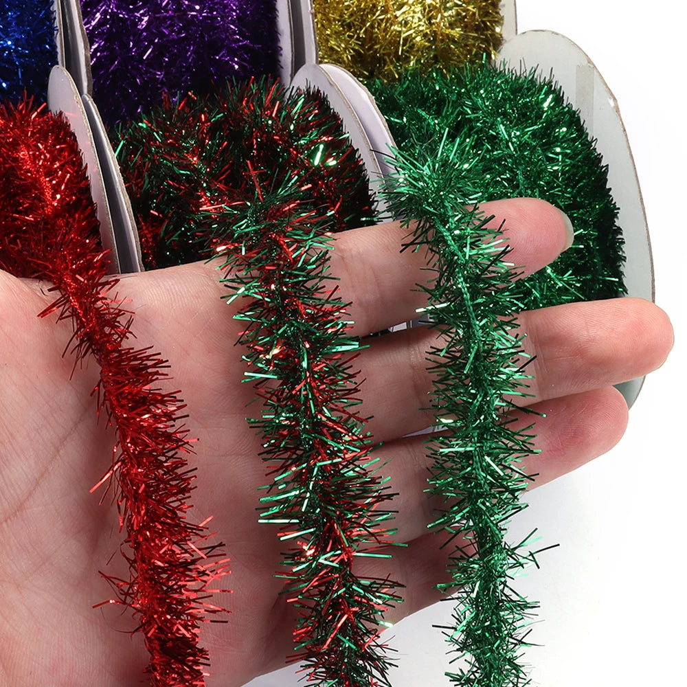 10 Yards Christmas Tinsel Garland Glitter Fringe Trim Ribbon Tinsel Trim Ribbon PLUSH