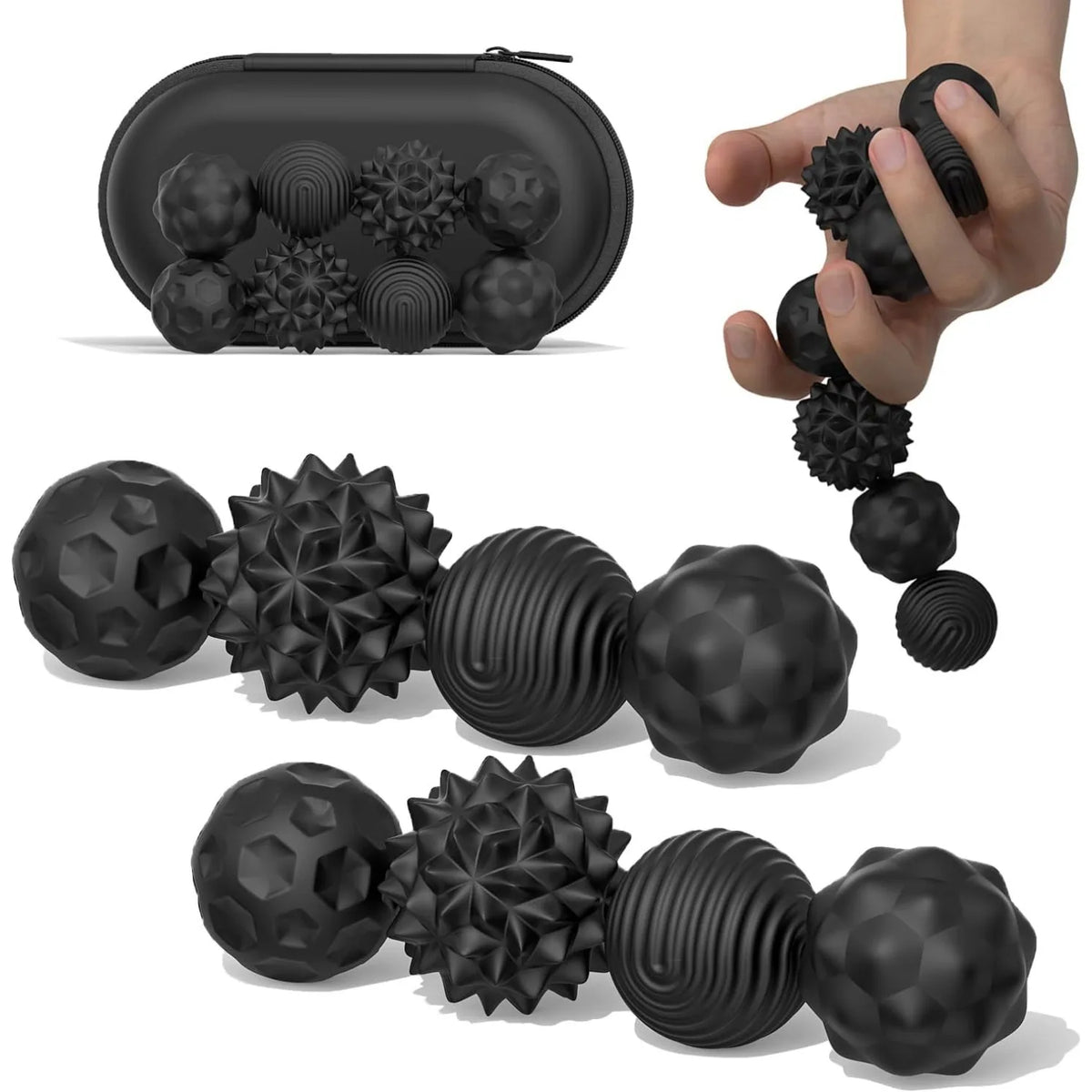 Silicone Magnetic Fidget Balls – Sensory Stress Toys for Adults Magnetic Fidget Toy PLUSH 8PCS Black