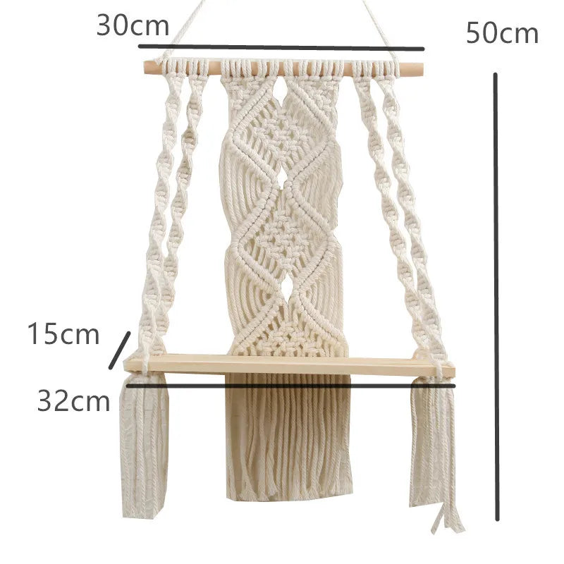 Bohemian Hand-Woven Cotton Rope Wall Hanging Tapestry 30×50cm Woven Wall Tapestry PLUSH