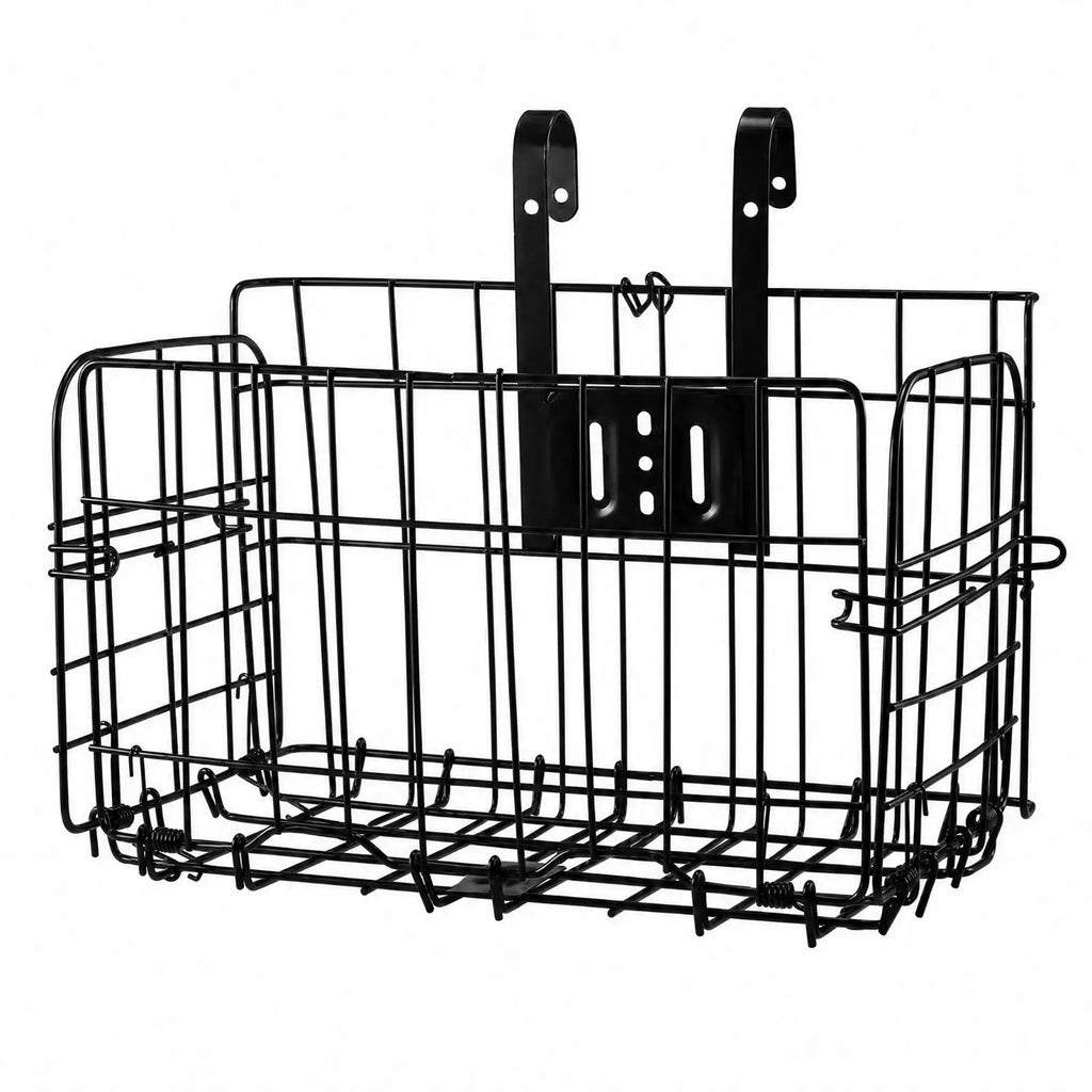 Foldable Steel Wire Bike Basket with Mounting Brackets Bicycle Basket PLUSH