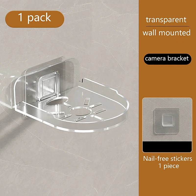 Drill-Free Security Camera Wall Mount Bracket – Self-Adhesive Camera Wall Bracket PLUSH Transparent