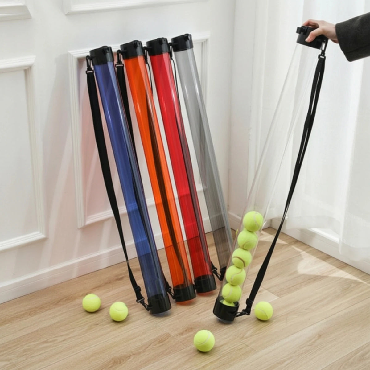 Tennis Ball Pickup Tube – Clear Slim Collector, 10–20 Balls Tennis Ball Collector PLUSH