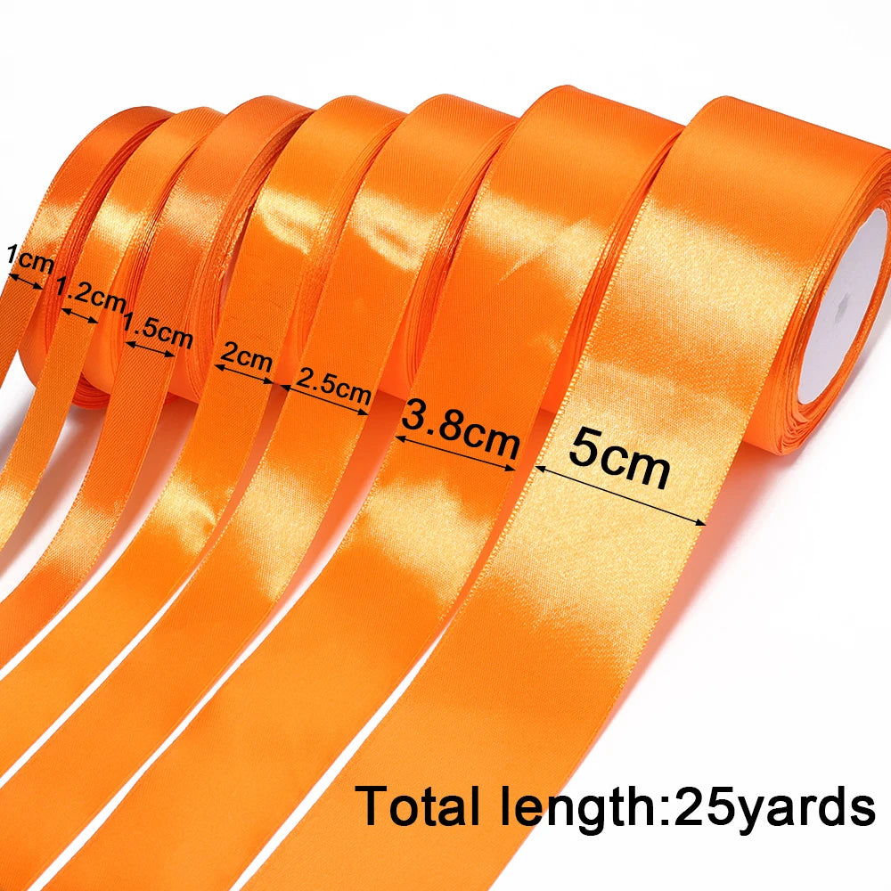 Orange Satin Ribbon 25 Yards – DIY Gifts & Wedding Décor Satin Craft Ribbon PLUSH