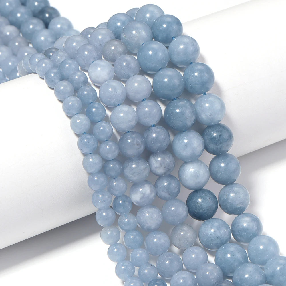 Blue Angelite Natural Stone Beads 6/8/10mm DIY Jewelry Natural Stone Beads PLUSH