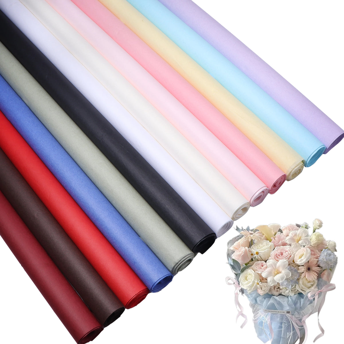 20pcs Colorful Tissue Paper Flower Wrapping & Bouquet Lining Craft Wrapping Paper PLUSH