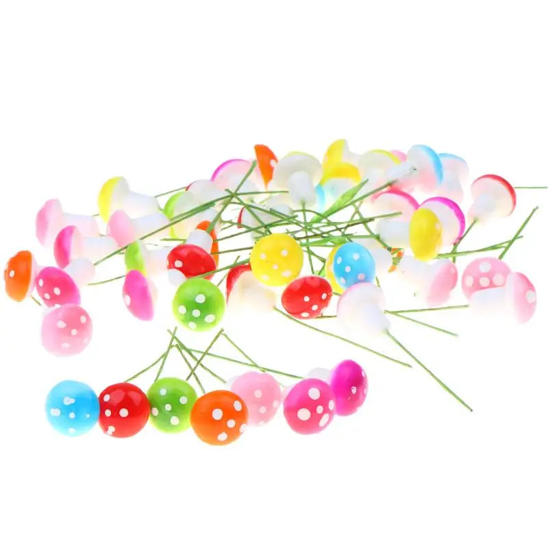 50pcs Colorful Mini Foam Mushrooms for DIY Crafts & Pot Decor DIY Craft Ornaments PLUSH