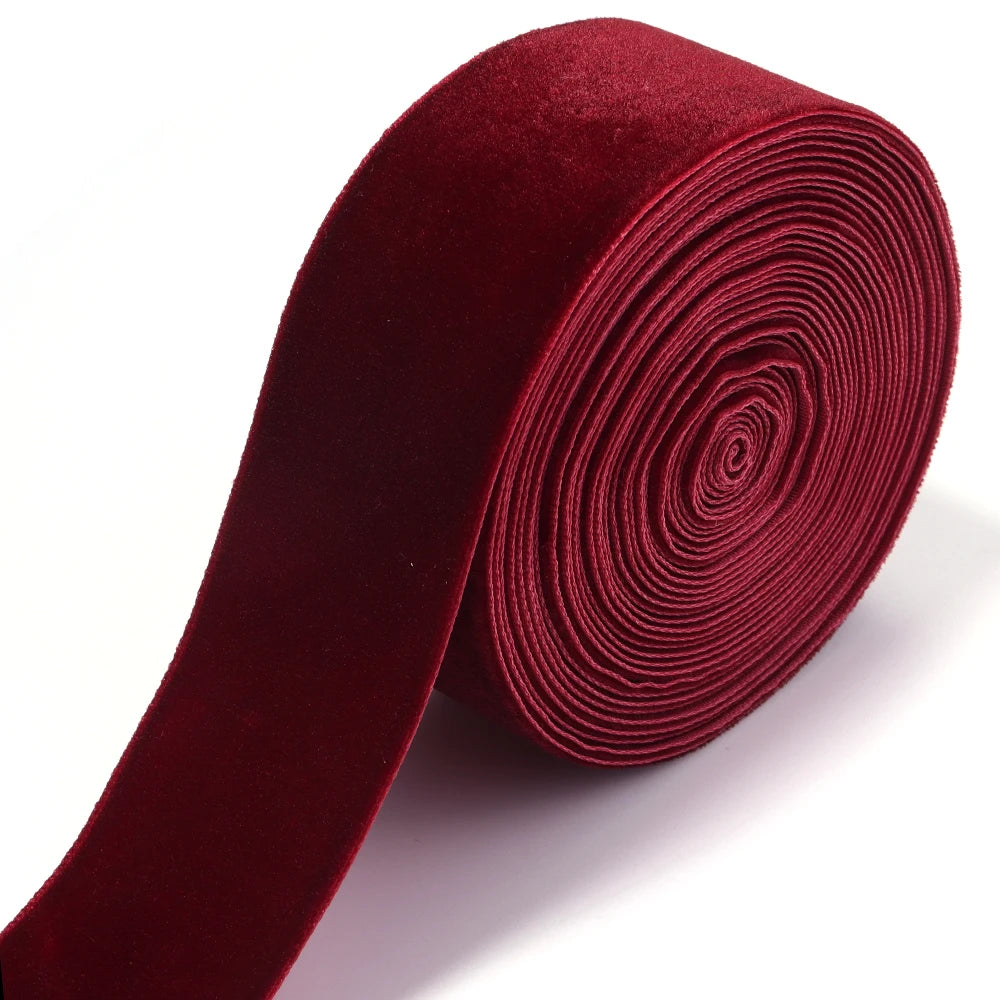 Single Face Velvet Ribbon 1.5" Black Wine Red – 5-10 Yds/Roll Velvet Craft Ribbon PLUSH WR38mm x 5yards 1roll