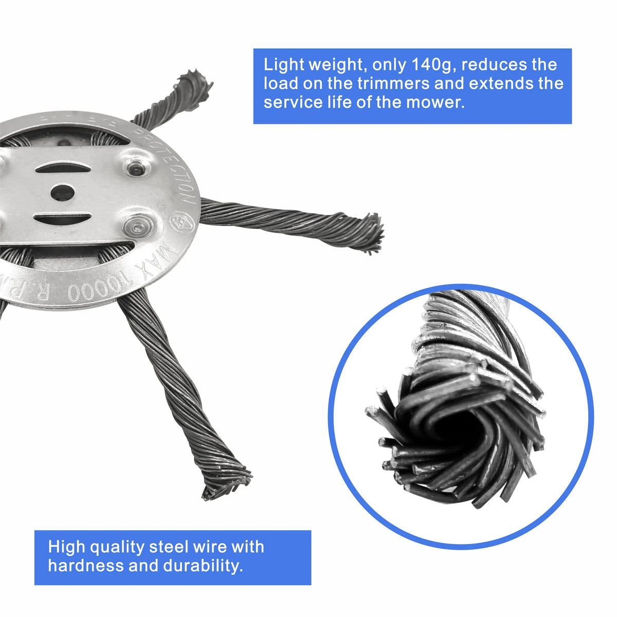 6-Inch Steel Wire Grass Trimmer Head – Universal Weed Brush Grass Trimmer Head PLUSH