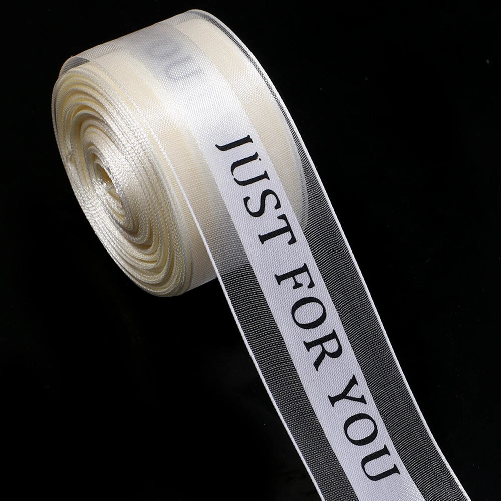 "Just For You" Organza Ribbon 10 Yards – Gift & Wedding Décor Decorative Organza Ribbon PLUSH Beige 2.5cm 10yards