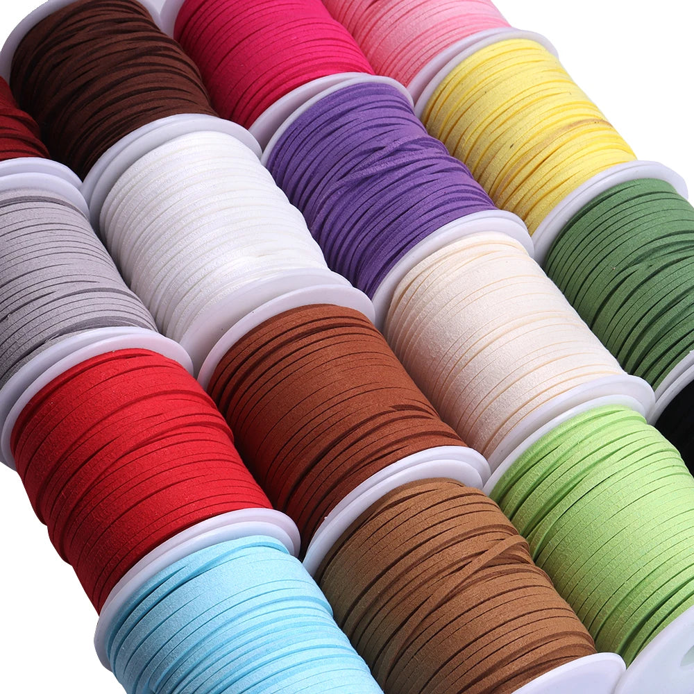 50 Yards Flat Faux Suede Cord 2.6mm – Colorful Velvet Leather Rope Jewelry Cord PLUSH