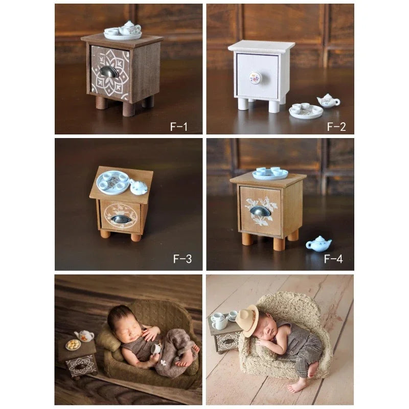 Mini Retro Wooden Tea Set – Newborn Baby Photography Props Photography Props Set PLUSH