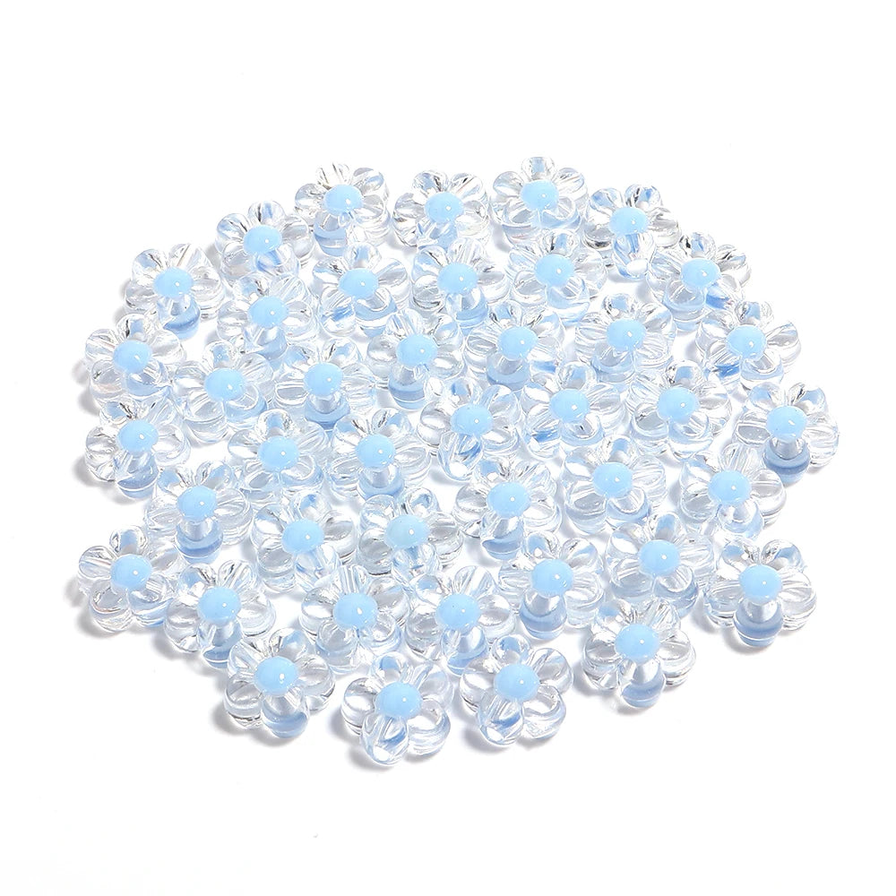 100pcs Acrylic Sunflower Spacer Beads 12.5x6mm | DIY Jewelry Acrylic Spacer Beads PLUSH Blue