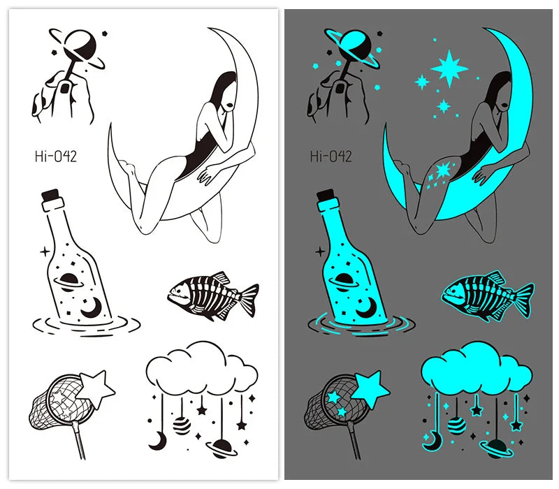 Luminous Glow Temporary Tattoo Stickers – Snake & Butterfly Temporary Tattoo Stickers PLUSH Hi-042