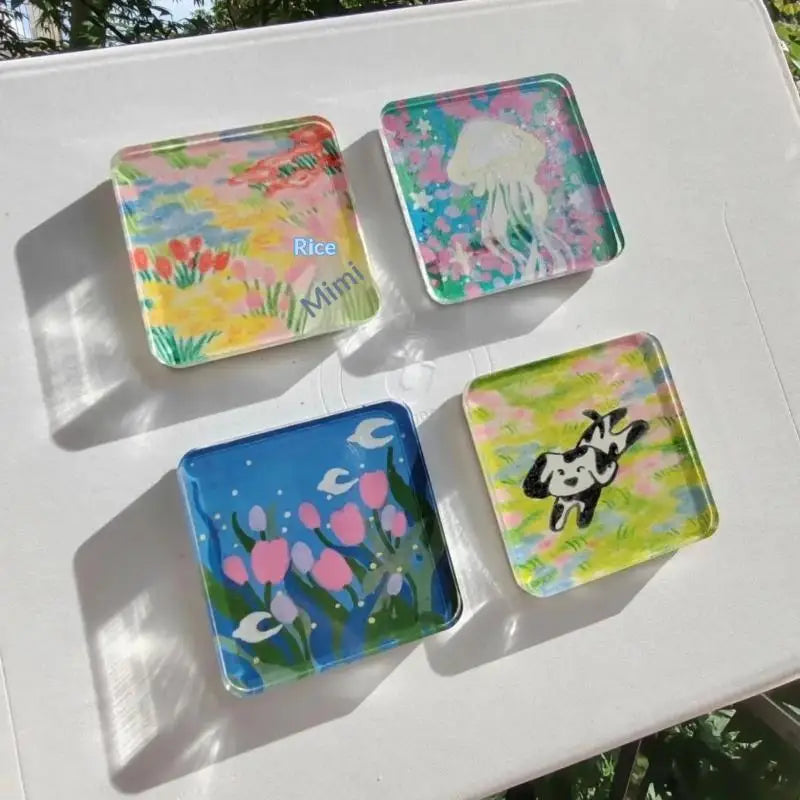 10pcs DIY Acrylic Refrigerator Magnet Set – Square & Round DIY Craft Magnet Set PLUSH