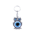 Evil Eye Owl Lucky Charm Keychain – Glass Car Pendant Charm Keychain PLUSH silver