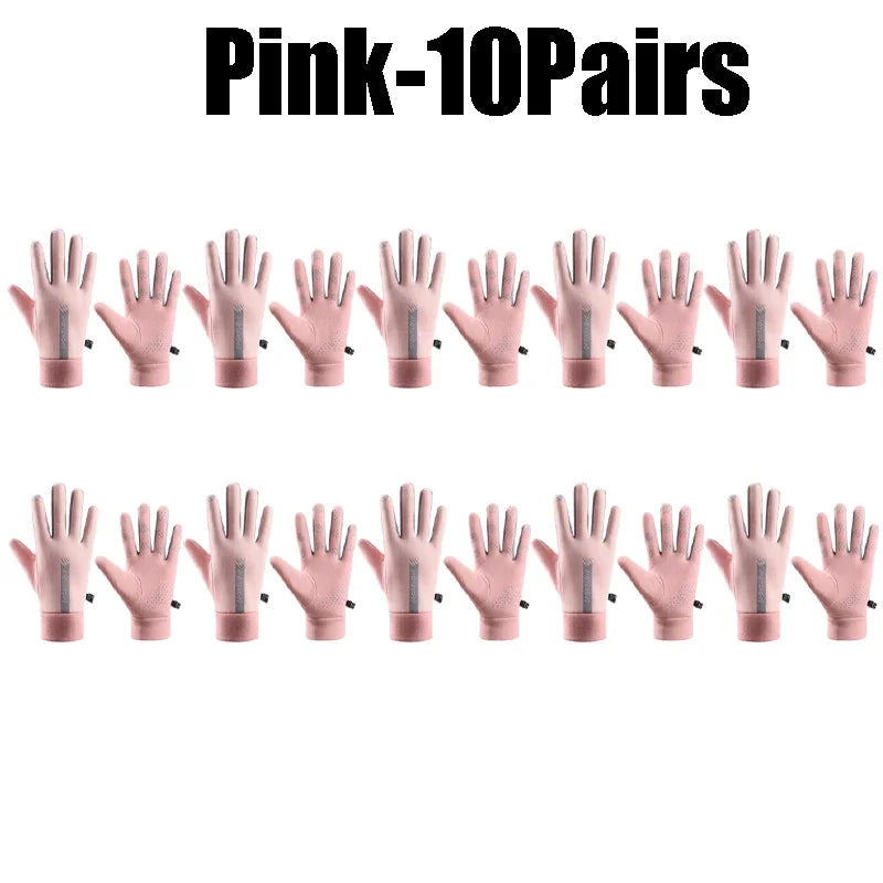 Waterproof Touchscreen Winter Gloves – Unisex Anti-Slip Winter Sports Gloves PLUSH Pink-10Pairs