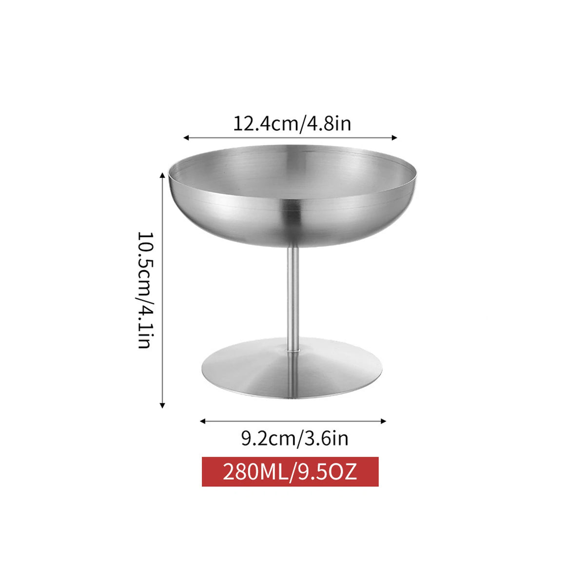 Stainless Steel Dessert Cup – Shatterproof Glossy Stemware Dessert Stemware Cup PLUSH C Silver