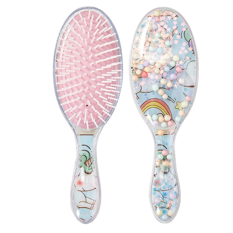 Unicorn Hair Brush – Anti-Static Detangling Massage Comb Detangling Hair Brush PLUSH Round blue