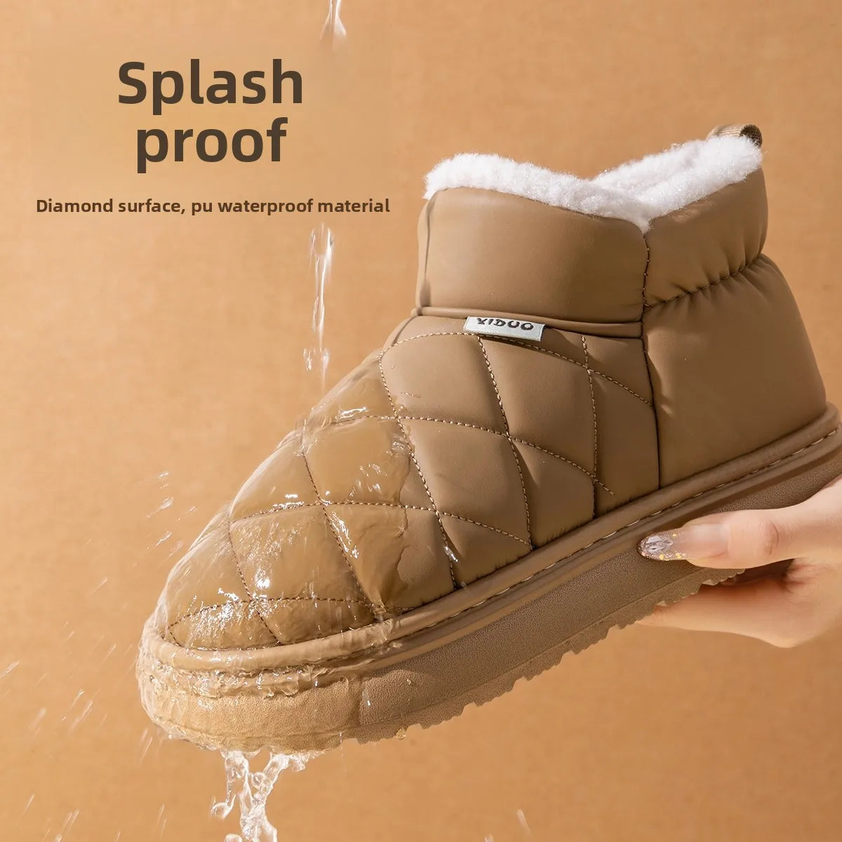 Women's Waterproof Fur-Lined Snow Boots – Slip-On Platform Women's Snow Boots PLUSH