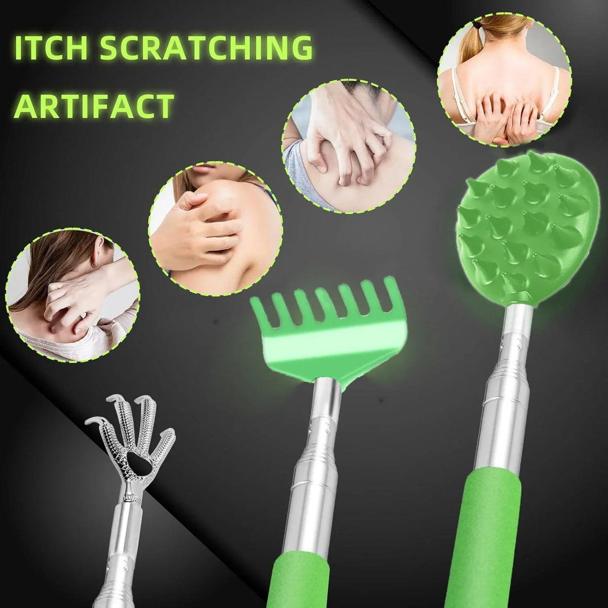 Telescoping Back Scratcher 3-in-1 Set – Extends to 32" Back Scratcher Tool PLUSH