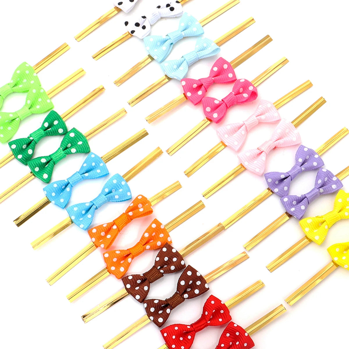 30pcs Polka Dot Bow Twist Ties Gold Wire – Gift Bag Seals Gift Bow Twist Ties PLUSH