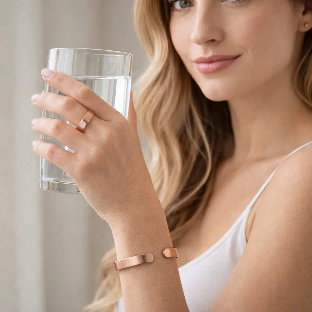 Retro Magnetic Cuff Bracelet & Ring Set – Unisex Alloy Bangle Cuff Bracelet Set PLUSH