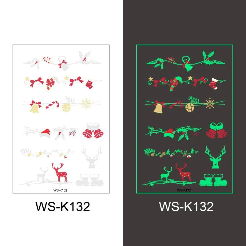 Glow in the Dark Temporary Tattoo Stickers – Halloween & Holiday Temporary Tattoo Stickers PLUSH 132
