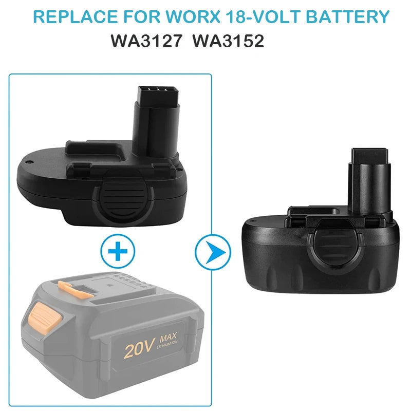 Worx WA1820 Adapter 18/20V Li-Ion to 18V NiCad Power Tools Battery Adapter PLUSH