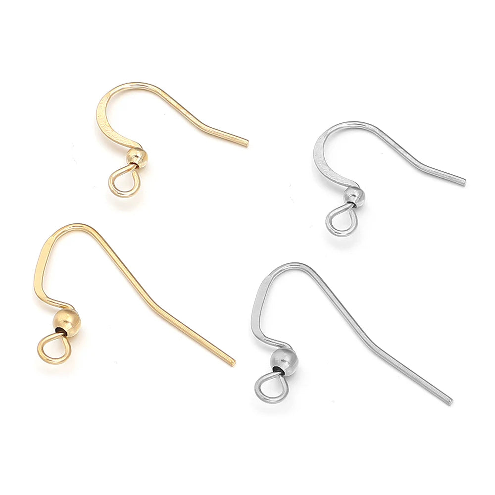 Stainless Steel Flat Wire Earring Hooks Clasps – 20-50pcs Earring Hooks Findings PLUSH