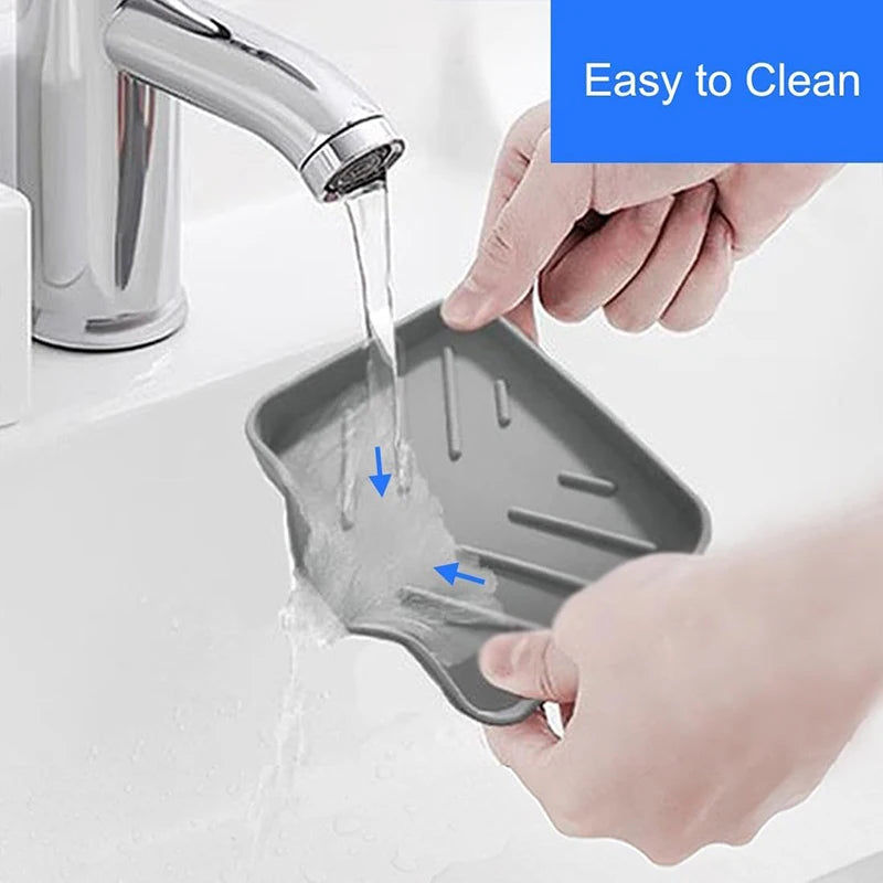 TPR Self-Draining Soap Dish & Sponge Tray – 1 or 2 Pack Soap Dish Tray PLUSH