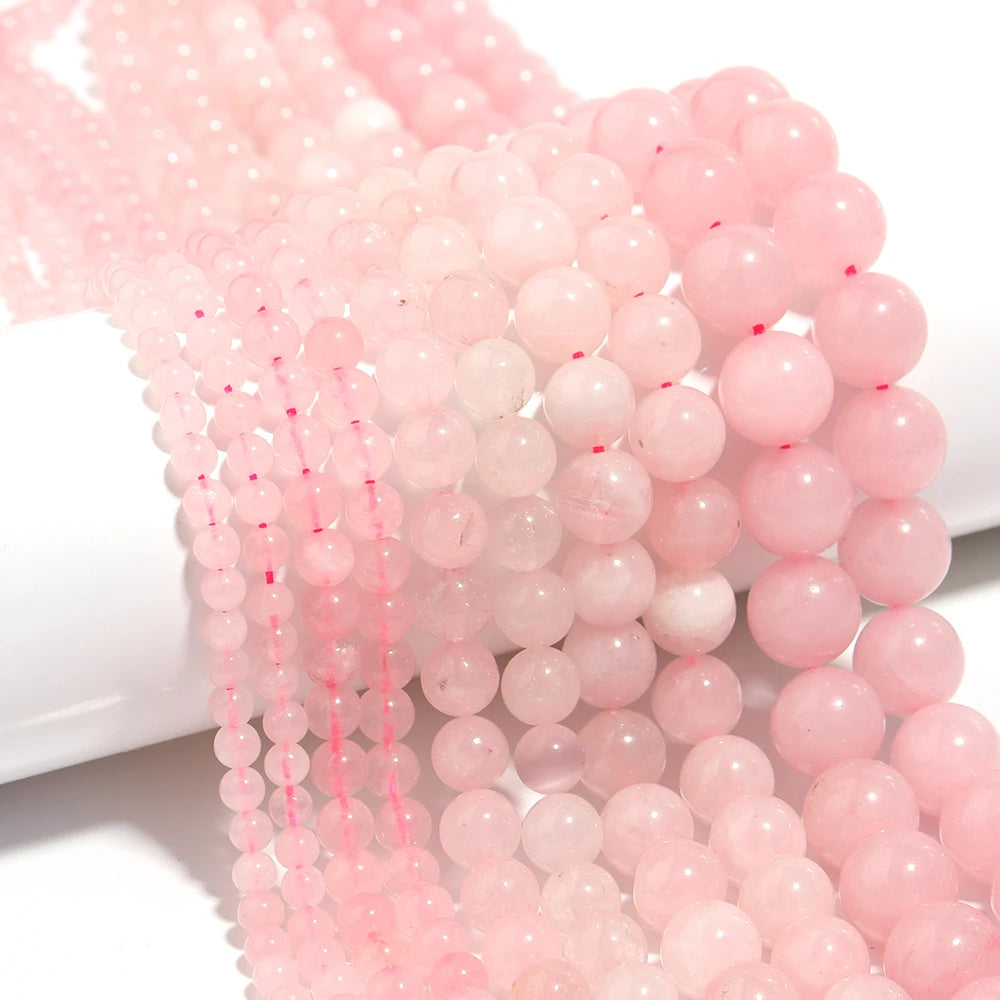 Natural Rose Quartz Round Spacer Beads – DIY Jewelry Making Stone Spacer Beads PLUSH