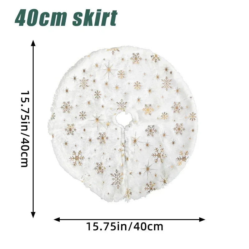 Mini Snow Flocked Artificial Christmas Tree with Fur Skirt Christmas Tree Decor PLUSH D 3PCS