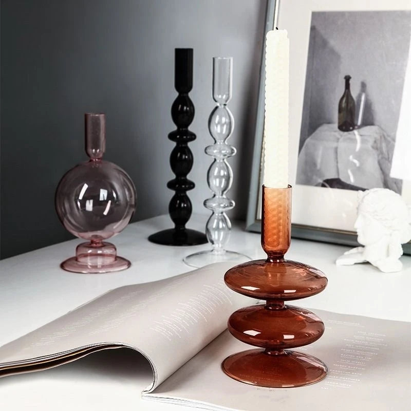 Nordic Glass Candle Holder & Vase – 2-in-1 Centerpiece Glass Candle Holder PLUSH
