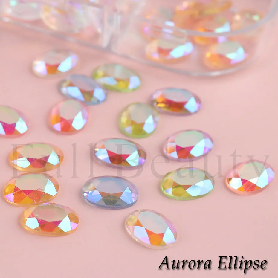 6-Grid Aurora Nail Charms Crystal Rhinestone Flatback Gems Nail Art Rhinestones PLUSH