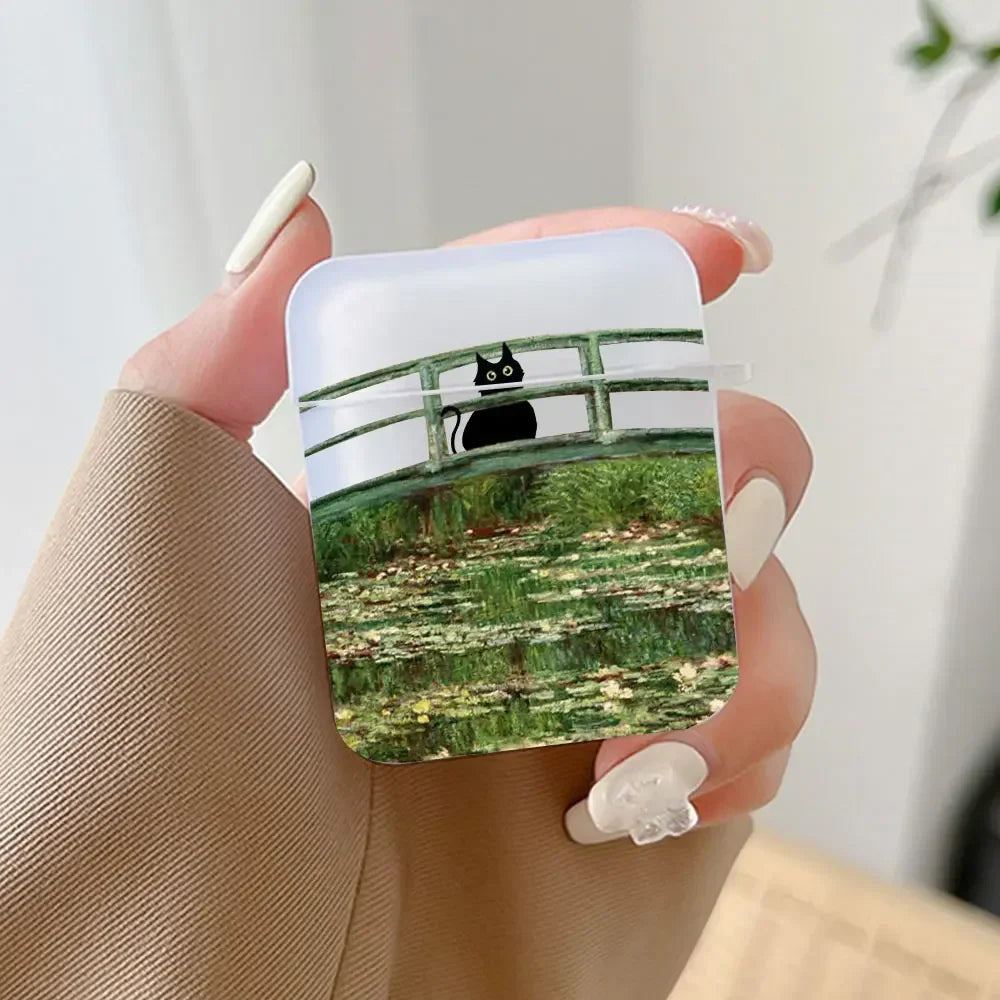 Van Gogh Cat AirPods Case – Retro Art Hard Cover All Models AirPods Case Cover PLUSH -1 for Airpods 1st 2nd