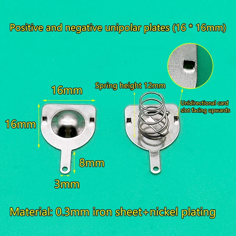 10pcs 18650 Spring Contact Battery Sheets Positive Negative Battery Contact Sheet PLUSH 16x16MM