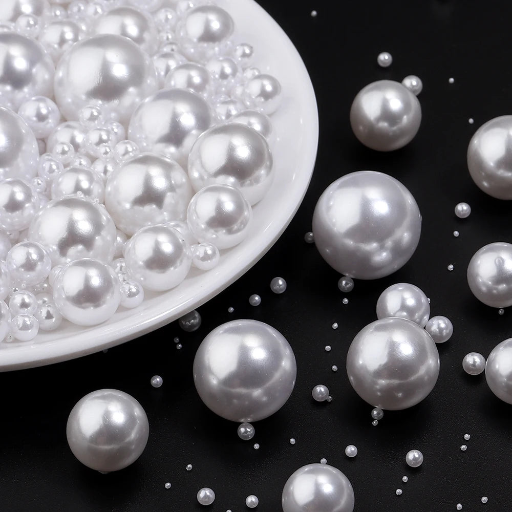 No Hole ABS Imitation Pearl Beads 10–1000pcs | DIY Jewelry Craft Imitation Pearl Beads PLUSH