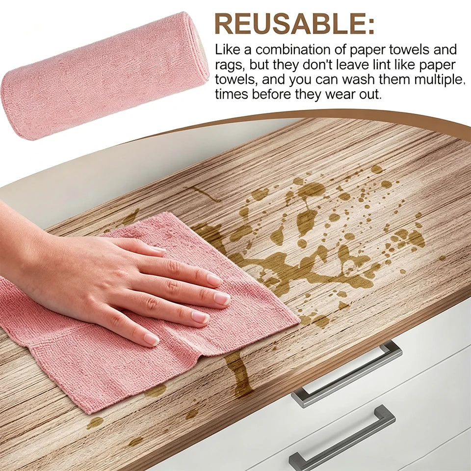 Reusable Microfiber Cleaning Wipes Roll 20-40 Pcs | Kitchen Cloths Microfiber Cleaning Wipes PLUSH