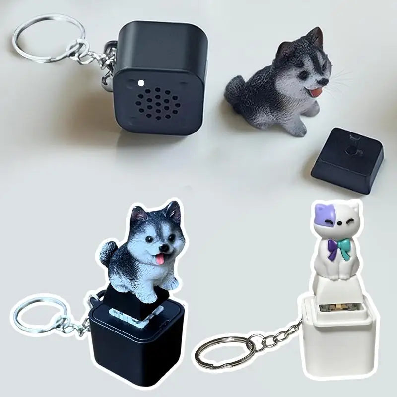 LED Sound Fidget Keychain – Dog & Cat Clicker Toy USB-C Fidget Keychain Toy PLUSH