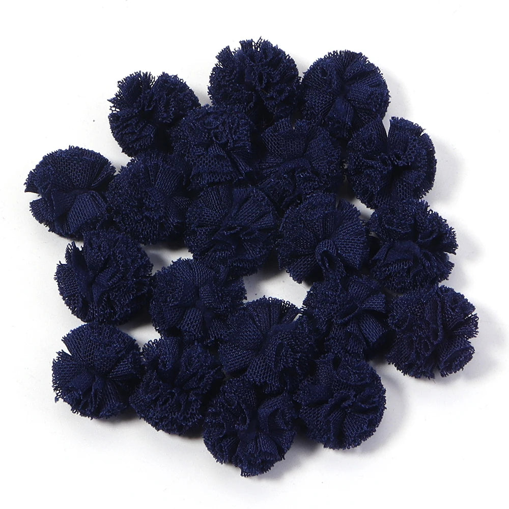 30pcs Tulle Flower Balls for DIY Hair Accessories & Crafts Craft Embellishments PLUSH navy blue