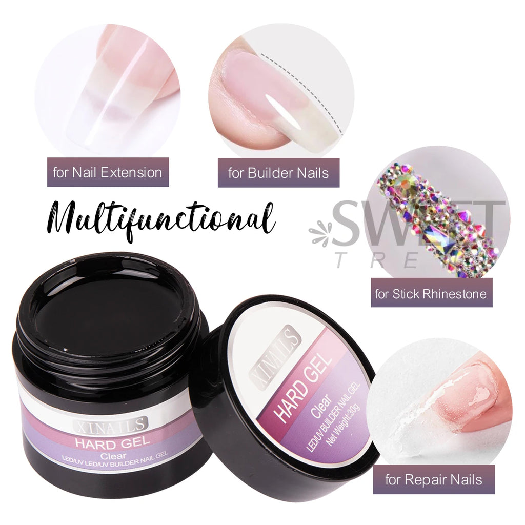 30g Clear Hard Nail Construction Gel – UV Builder & Extension Nail Builder Gel PLUSH