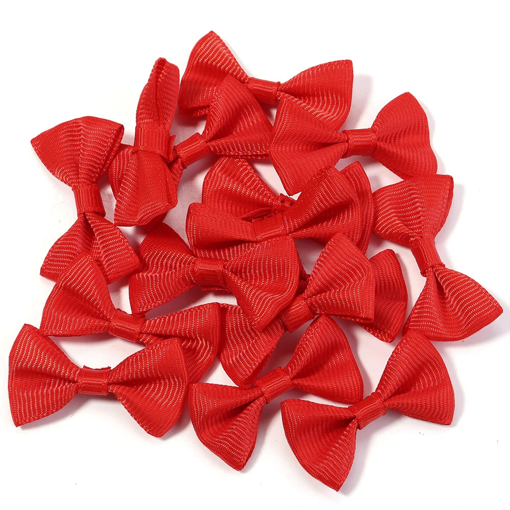 30pcs Mini Satin Ribbon Bows 2.5x4cm – Colorful DIY Craft Bows Ribbon Bows PLUSH Red 2.5X4cm