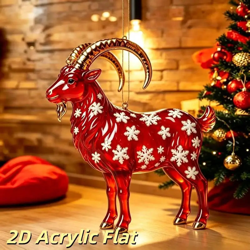 Acrylic Chinese Zodiac Goat Hanging Ornament Red Gold Holiday Hanging Ornament PLUSH A2