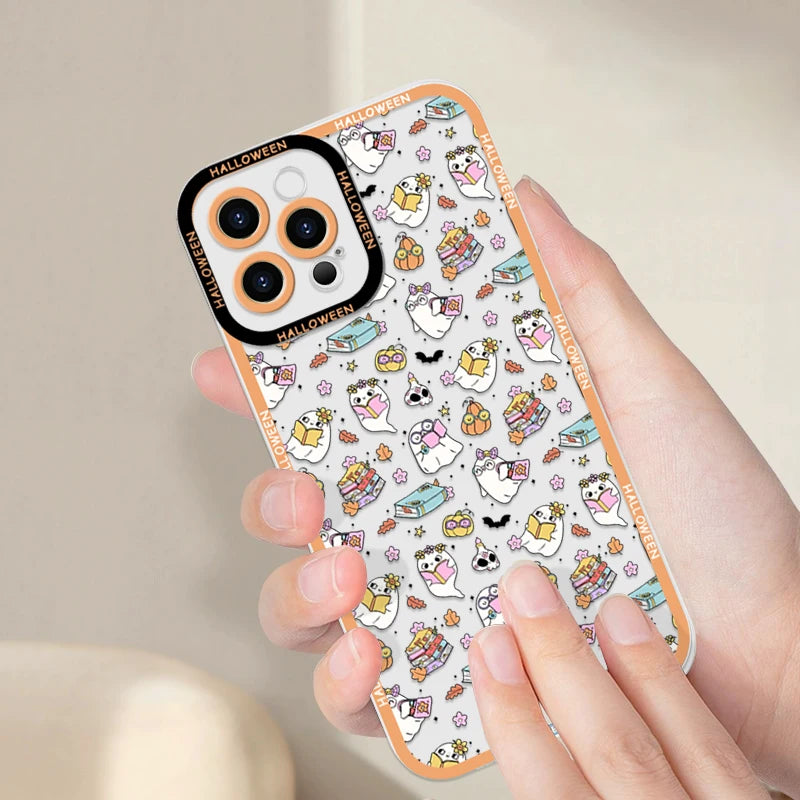 Halloween Pumpkin Bat Ghost iPhone Case – Shockproof Clear Cover iPhone Phone Case PLUSH