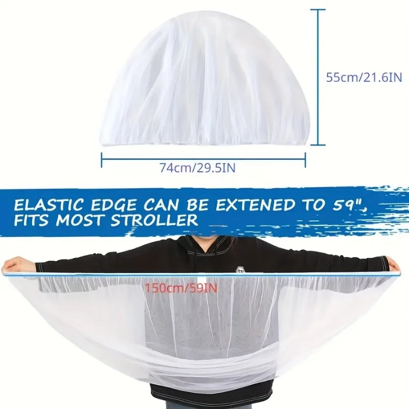 White Stretchy Mosquito Net for Stroller & Crib | 74x55cm Baby Mosquito Net PLUSH
