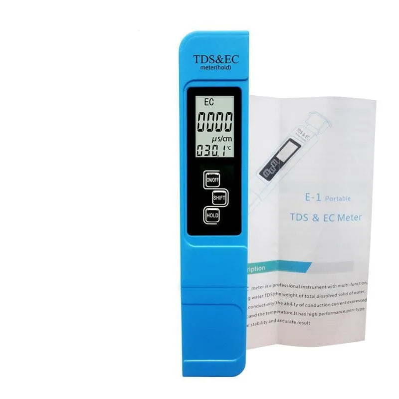 Portable TDS & EC Conductivity Meter with Temperature Display Water Quality Meter PLUSH Blue